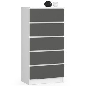 Komoda Kuba 60 cm - 5 zásuviek biela/grafitová vyobraziť