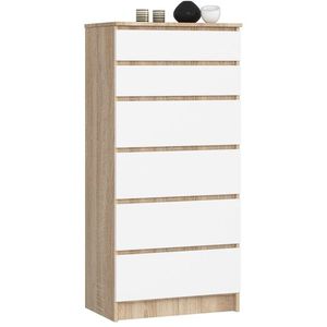 Komoda Kuba 60 cm - 6 zásuviek dub sonoma/biela vyobraziť