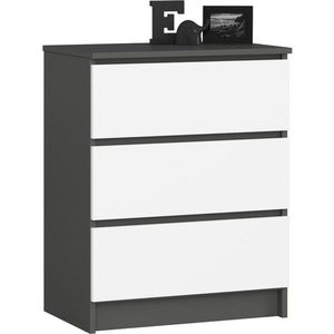Komoda Kuba 60 cm s 3 zásuvkami grafitová/biela vyobraziť