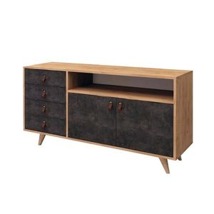 Komoda Pagina I 140 cm dub craft zlatý/tmavý beton vyobraziť