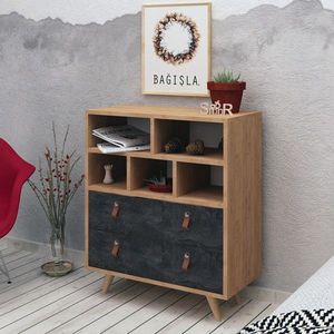 Komoda Pagina VI 70 cm dub craft zlatý/tmavý beton vyobraziť