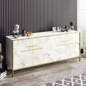 Komoda Polka 180 cm biely mramor vyobraziť