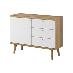 Komoda Primo 107 cm so zásuvkami dub Riviéra/biela vyobraziť