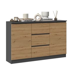 Komoda Saloe 2D3S 120 cm antracit/dub artisan vyobraziť