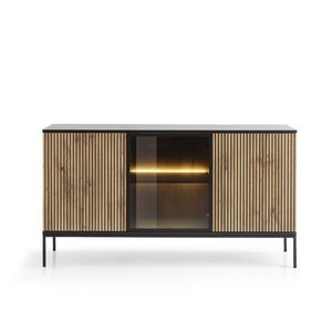 Komoda Sento s LED osvetlením 154 cm dub wotan/čierna II vyobraziť