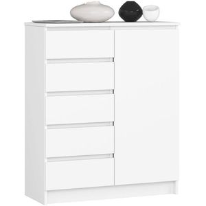 Komoda JERRY 80 cm 1 dvere 5 zásuviek biela vyobraziť