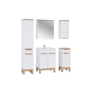 Kúpeľňová zostava Bali 60 cm so zápustným umývadlom, skrinkami a zrkadlom biela/dub wotan vyobraziť
