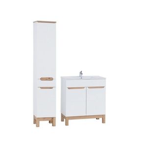 Kúpeľňová zostava Bali 80 cm so skrinkami a zápustným umývadlom biela/dub wotan vyobraziť