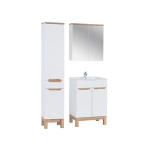 Kúpeľňová zostava Bali 80 cm so skrinkami, zápustným umývadlom a zrkadlom II dub wotan/biela vyobraziť