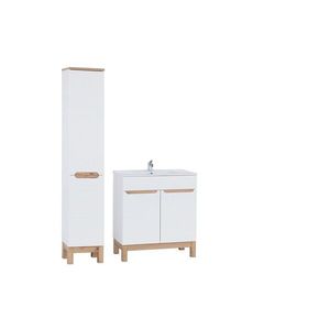 Kúpeľňová zostava Bali 80 cm so zápustným umývadlom a skrinkami biela/dub wotan vyobraziť