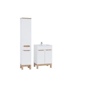 Kúpeľňová zostava Bali so zápustným umývadlom a skrinkami 60 cm biela/dub votan vyobraziť