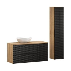 Kúpeľňová zostava Luxor Black Cloud so skrinkami a umývadlom 120 cm čierna/dub olejovaný vyobraziť