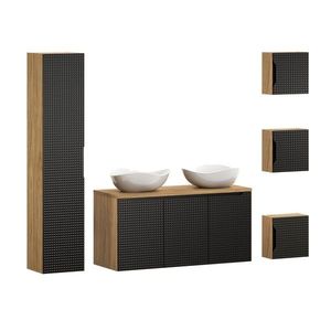 Kúpeľňová zostava Luxor Black Cloud so skrinkami a umývadlami 120 cm čierna/dub olejovaný vyobraziť