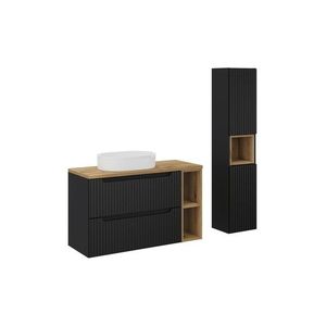 Kúpeľňová zostava Nova Black 100 cm so skrinkami a umývadlom čierna/dub evoke vyobraziť