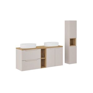 Kúpeľňová zostava Nova Cashmere so skrinkami a umývadlami 140 cm kašmírová/dub evoke vyobraziť
