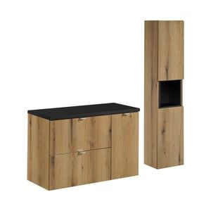 Kúpeľňová zostava Nova Oak 90 cm so skrinkami dub coast evoke/čierna vyobraziť