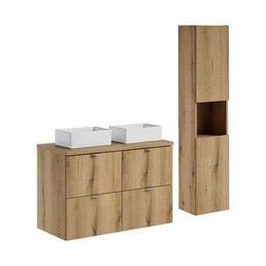 Kúpeľňová zostava Nova Oak Gaja so skrinkami a umývadlom 100 cm dub evoke/biela vyobraziť