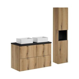 Kúpeľňová zostava Nova Oak Gaja so skrinkami a umývadlom 100 cm dub v dekore Evoke/čierna vyobraziť