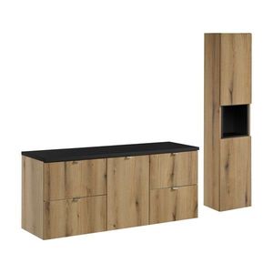 Kúpeľňová zostava Nova Oak I so skrinkami 140 cm dub evoke/čierna vyobraziť