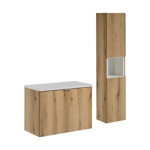 Kúpeľňová zostava Nova Oak II s doskou a skrinkami 80 cm dub Evoke vyobraziť