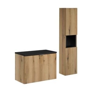 Kúpeľňová zostava Nova Oak II s doskou a skrinkami 80 cm dub evoke/čierna vyobraziť