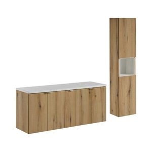 Kúpeľňová zostava Nova Dub II so skrinkami 140 cm dub/biela vyobraziť