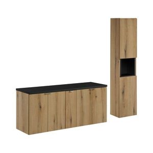 Kúpeľňová zostava Nova Oak II so skrinkami 140 cm dub evoke/čierna vyobraziť
