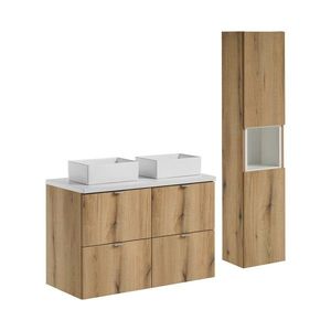 Kúpeľňová zostava Nova Oak s doskou a skrinkami 100 cm dub evoke/biela vyobraziť