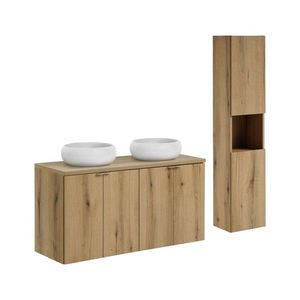 Kúpeľňová zostava Nova Oak s doskou, umývadlami a skrinkami 120 cm dub evoke vyobraziť