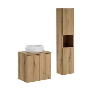 Kúpeľňová zostava Nova Oak so skrinkami a umývadlom 60 cm dub evoke/biela vyobraziť
