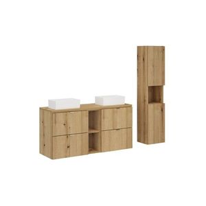 Kúpeľňová zostava Nova Oak so skrinkami a umývadlami 120 cm dubový vyobraziť