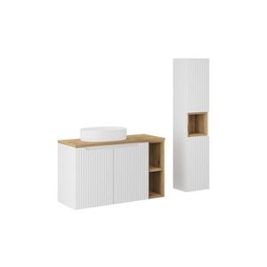 Kúpeľňová zostava Nova White 100 cm so skrinkami a umývadlom biela/dub evoke vyobraziť
