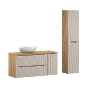 Kúpeľňová zostava Ocean Cloud so skrinkami a umývadlom 120 cm dub olejovaný/béžová vyobraziť