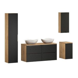Závesná skrinka pod umývadlo Ocean 60 cm dub olejovaný/čierna vyobraziť