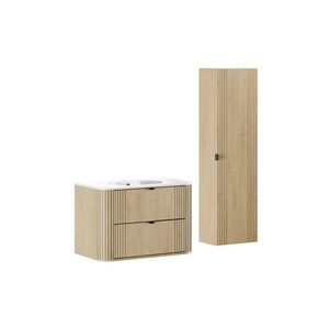 Kúpeľňová zostava Ovalia Pure so skrinkami a zápustným umývadlom 80 cm dub Cremona vyobraziť