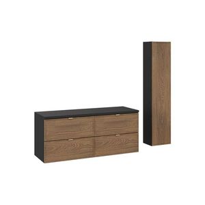 Kúpeľňová zostava s doskou a skrinkami Talia Casella 120 cm čierna mat/dub casella vyobraziť