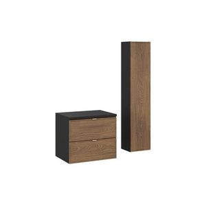 Kúpeľňová zostava s doskou a skrinkami Talia Casella 60 cm čierna mat/dub casella vyobraziť