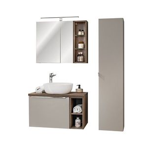 Kúpeľňová zostava SantaFe 80 cm so skrinkami, umývadlom a zrkadlom taupe/dub santa fe vintage vyobraziť