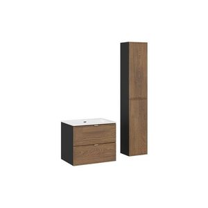 Kúpeľňová zostava so zápustným umývadlom a skrinkami Talia Casella Sky 60 cm čierny mat/dub casella vyobraziť