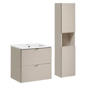 Kúpeľňová zostava Viva Cashmere I s doskou, zápustným umývadlom a skrinkami 60 cm kašmírová vyobraziť
