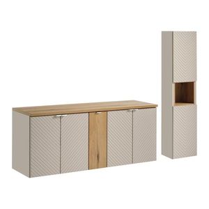 Kúpeľňová zostava Viva Cashmere s doskou a skrinkami 140 cm kašmír/dub coast evoke vyobraziť