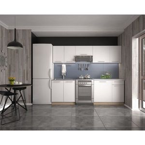 Kuchynská linka Dania 240 cm biela/dub sonoma vyobraziť