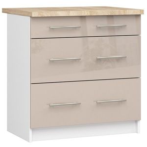 Kuchynská skrinka Olivie 80 cm 3S biela/cappuccino lesk vyobraziť