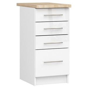 Kuchynská skrinka Olivie S 40 cm 4S biela/biely lesk/dub sonoma vyobraziť