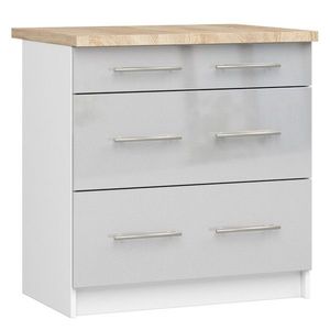 Kuchynská skrinka Olivie S 80 cm 3S biela/metalický lesk/dub sonoma vyobraziť
