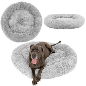 Okrúhly plyšový pelech pre psov a mačky PLUSH veľ. L 100 cm svetlosivý vyobraziť