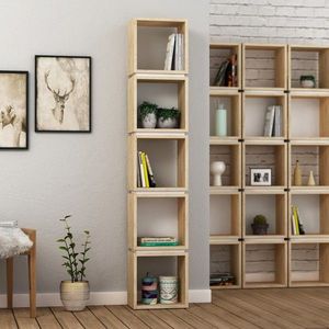 Moderná knižnica Houseland Multi dub prírodný/biela vyobraziť