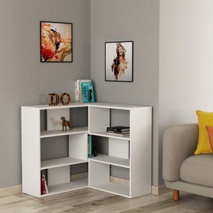 Moderní rohová knihovna Houseland Molly No.3 bílá vyobraziť