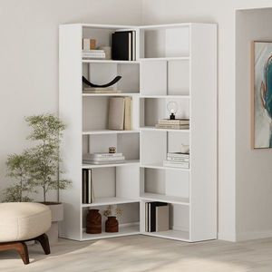 Moderná rohová knižnica Houseland Molly No.4 biela vyobraziť