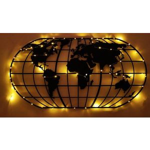 Nástenná dekorácia Svetová mapa Glóbus Led čierny vyobraziť